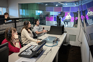 Students get hands-on experience in our Broadcast TV Studio.