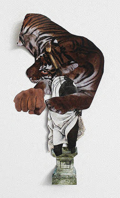 Fist in collage.