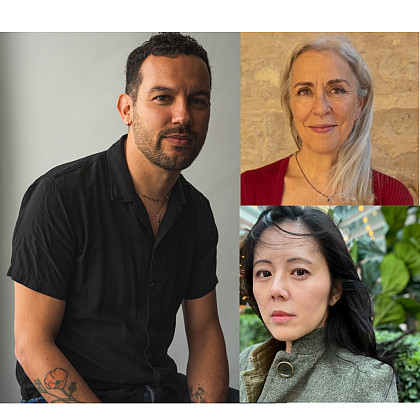 Photos of Justin Torres, Catherine Barnett , and Beth Nyugen