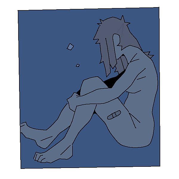 Nude figure with a bandage.