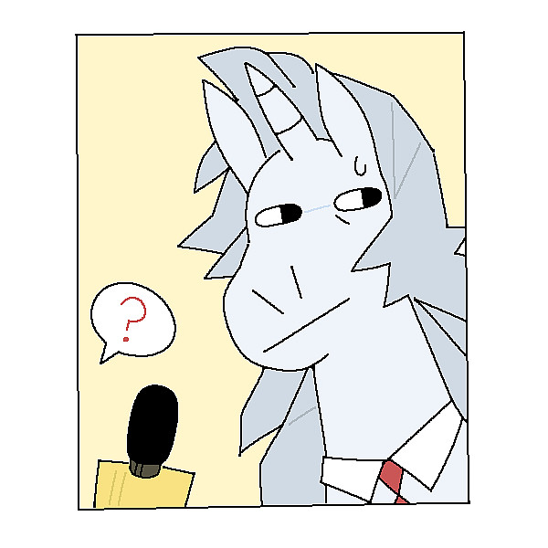 A unicorn with a quizzical expression.