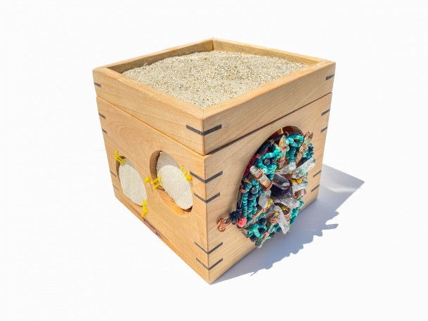 Desert in a box-2 Wood box with beading.