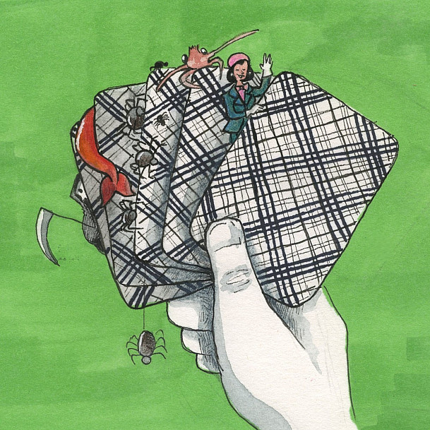 Hand holding a deck of cards.