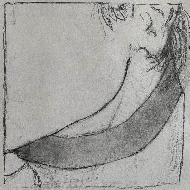 A pencil sketch of a body.