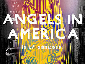 The title on a collaged background including abstract color fields and photography from 1980s New York City