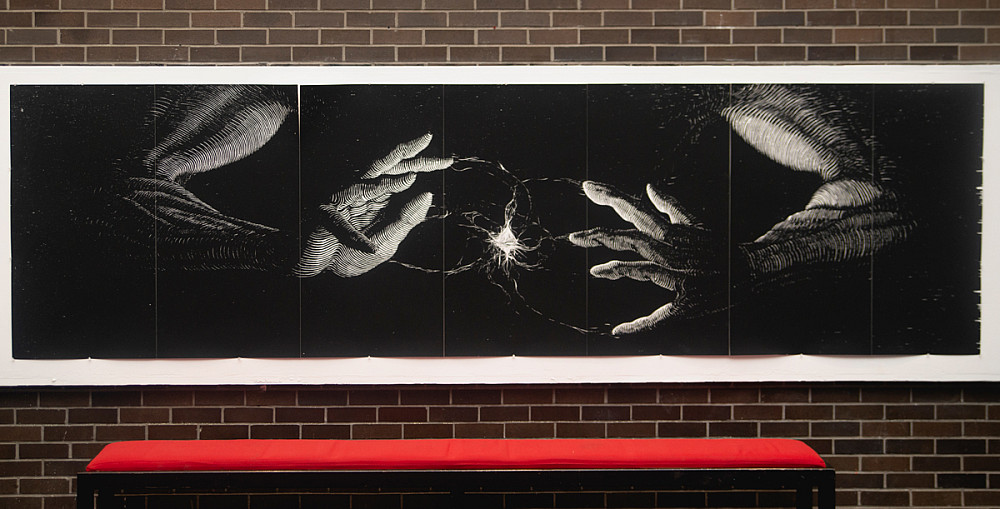Isaiah Rivera '21, Genesis screenprint version, Screenprint, 42 x 148 inches (bleed print), Heavyweight Coventry rag paper, Edition of 2,...