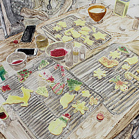 Giselle Torres, Cookie Baking, Watercolor Monotype, 12 x 16, 2020