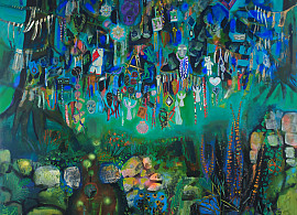    Wish Tree and Ruin, acrylic and spray paint on canvas, 72x72 inches 2025 
