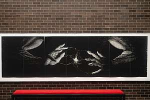 Isaiah Rivera '21, Genesis screenprint version, Screenprint, 42 x 148 inches (bleed print), Heavyweight Coventry rag paper, Edition of 2,...