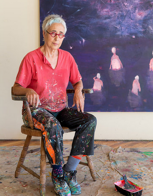 Katherine Bradford in studio.