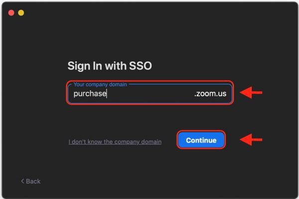 Sign in with https://purchase.zoom.us via Zoom client