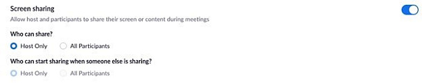 Zoom Screen Share Settings