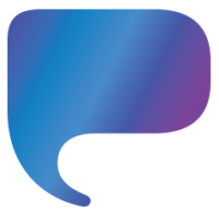 Purchase logo bubble p. with purple to blue gradient