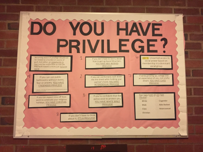 Resident Assistant bulletin board educating residents on social justice