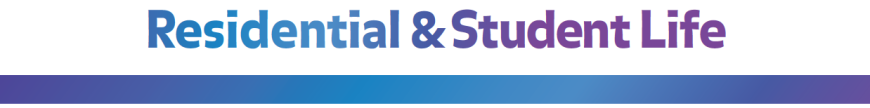 Residential and Student Life logo in purple to blue gradient