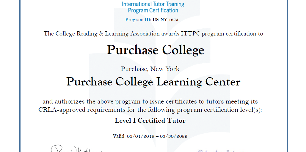 Becoming A Tutor • Learning Center • Purchase College
