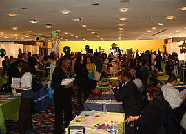 Participants visiting tables at the Job & Internship Fair