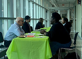 Students and interviewers at Mock Interview Day