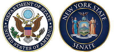 Official Seals for the US Department of State and the New York State Senate