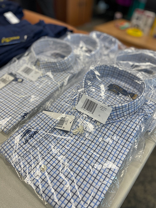 Stack of shirts on a table