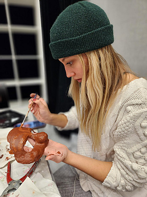 Student makes a mask