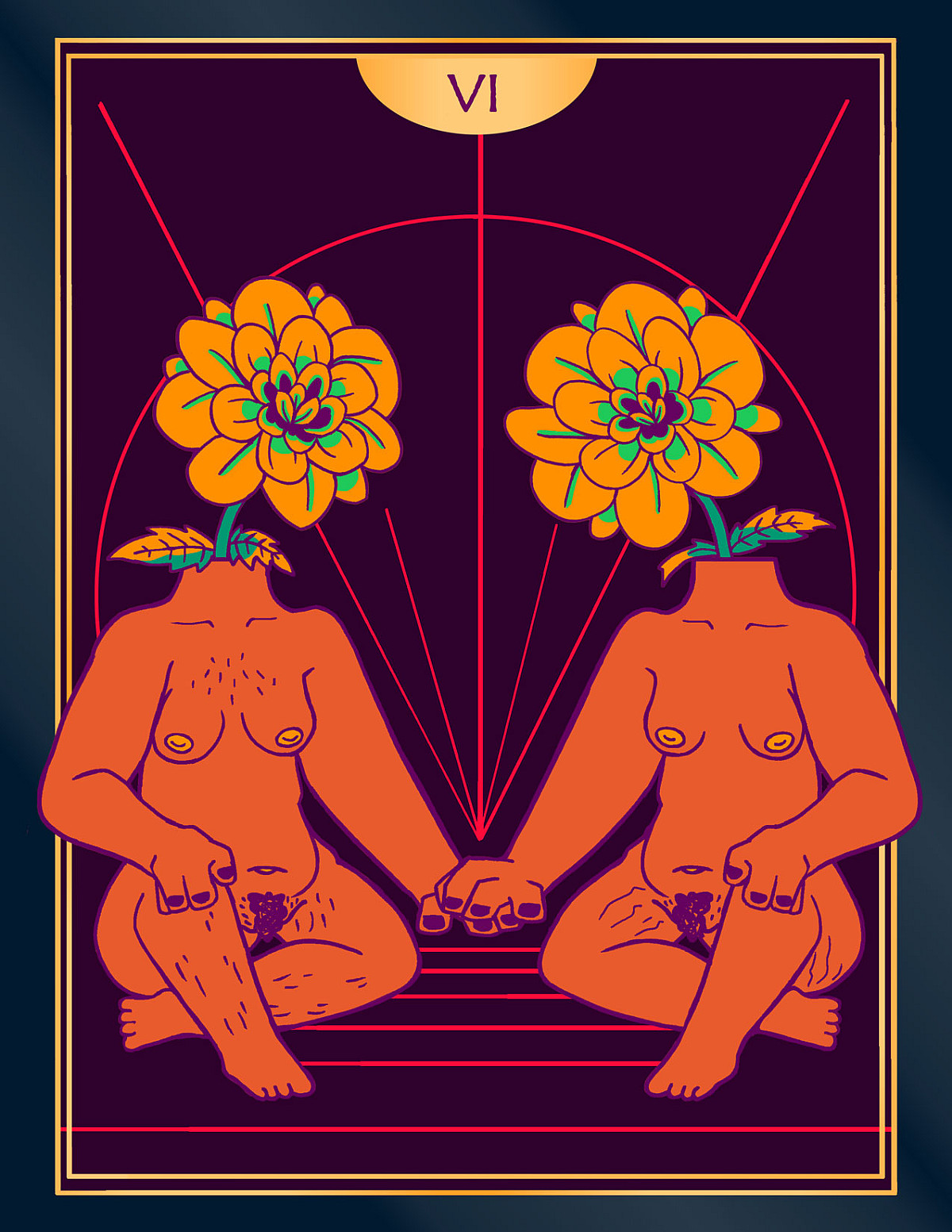 The Lovers (Card #6), Digital, 17.71 x 22.92, 2021