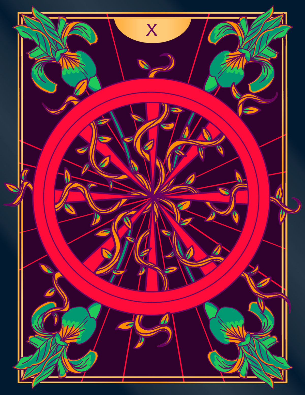 The Wheel of Fortune (Card #10), Digital, 17.71 x 22.92, 2021