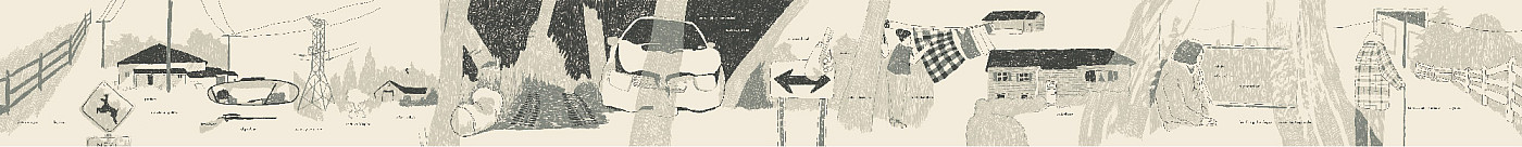 monticello; a northern gothic, 2020, Digital Illustration (Proposed Silkscreen Accordion Book), 8.5 x 506