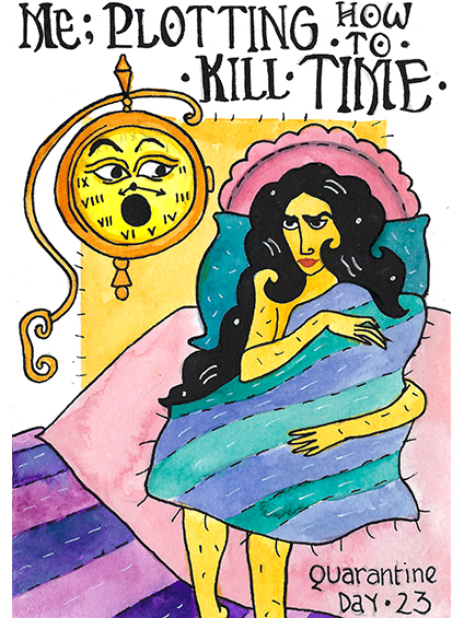 Day 23, clock, long hair