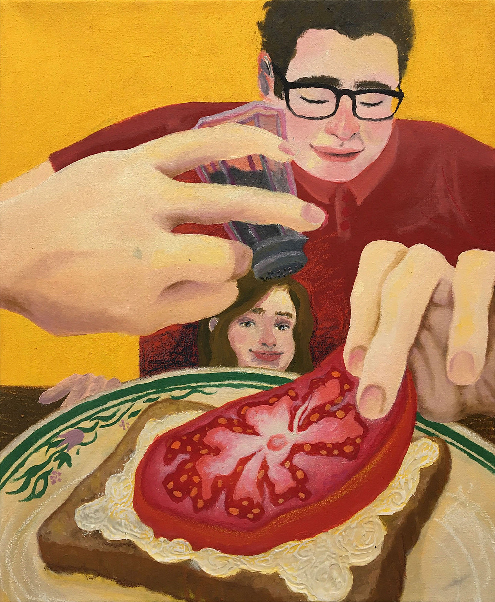 Sarah Couture, Tomato Sandwich, 2020, Oil and oil stick on canvas, 20 x 24 ©Sarah Couture