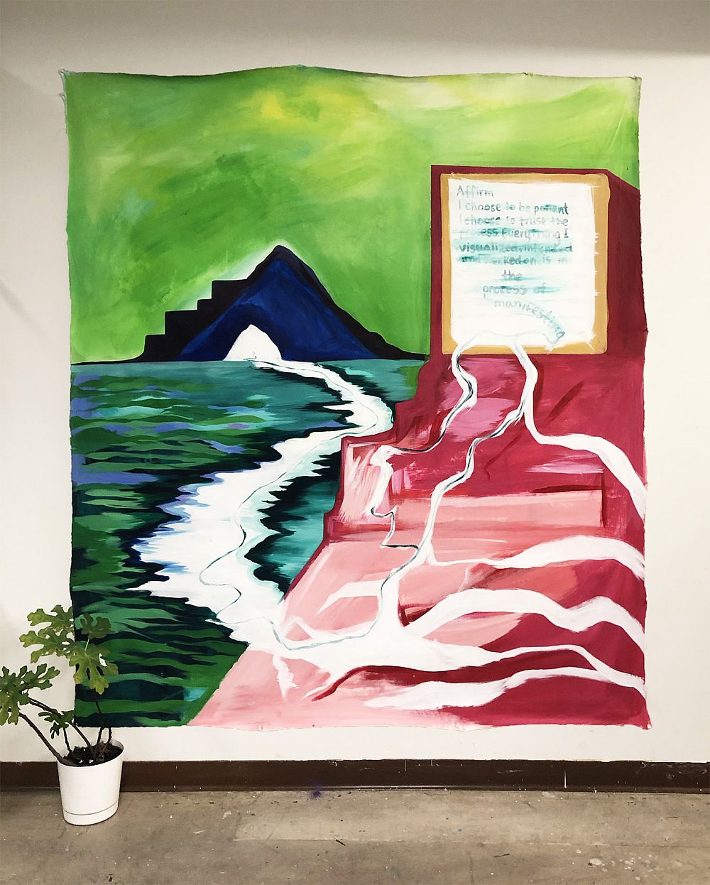 Katherine Mathews, The Unknown, 2019, Acrylic on canvas, 9 x 8' ©Katherine Mathews