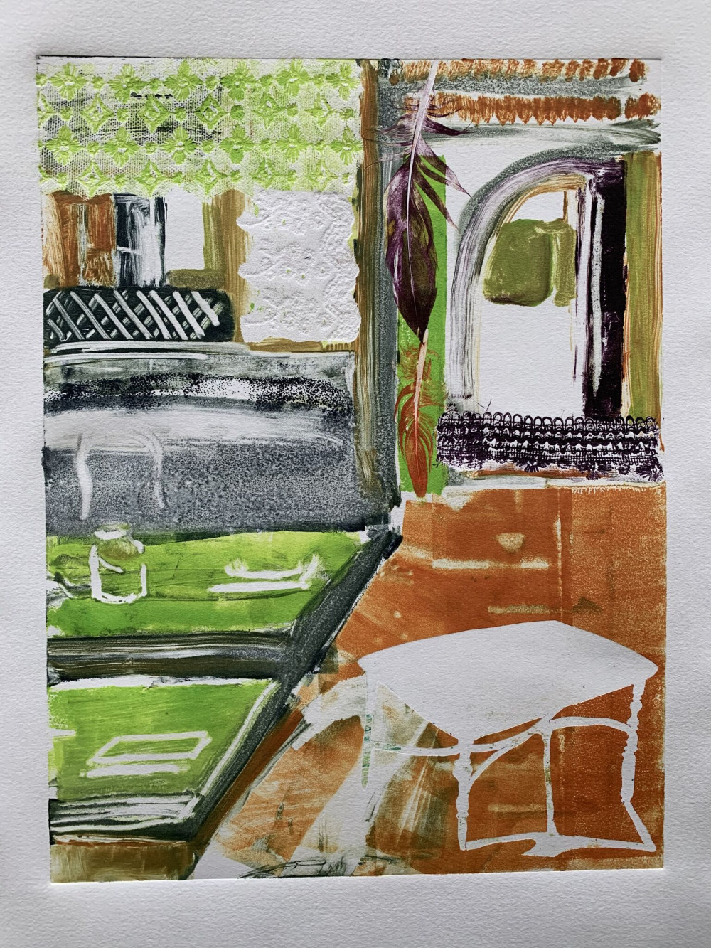 Taiss Ghuliani, Eating Out, 2019, Monoprint, 11 x 15 ©Taiss Ghuliani