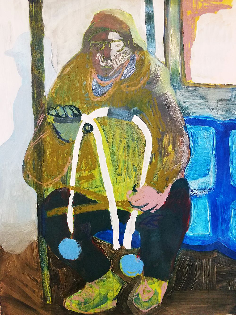 Walker, 2020, Mixed media on gessoed paper, 24'x36'