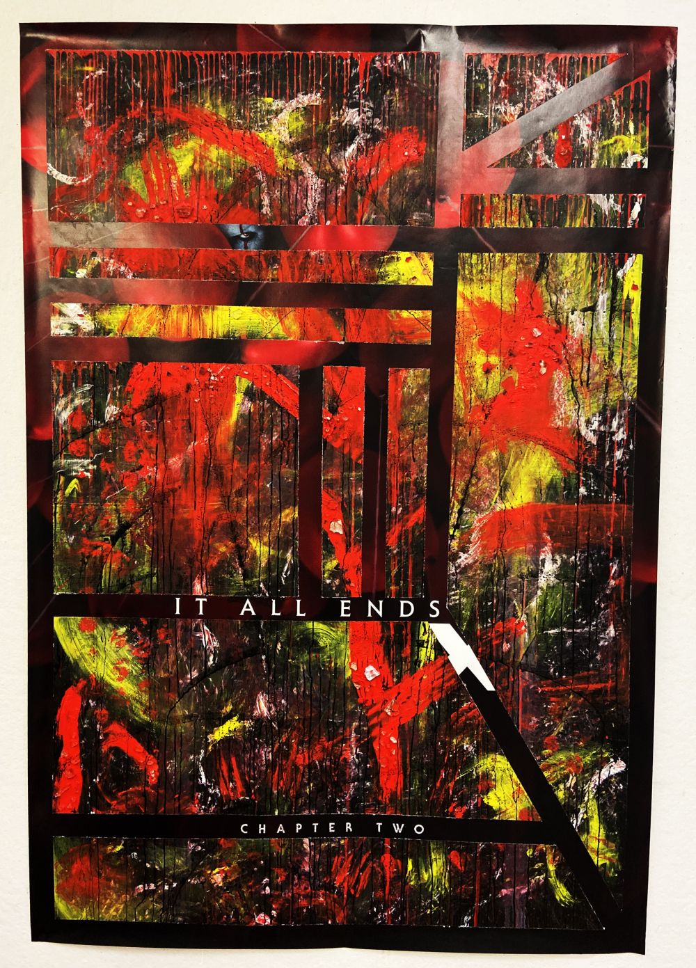 Leah Cirrincione, Art Inside the Movie Poster: IT, 2019, Oil paint, acrylic paint, glass on gesso...