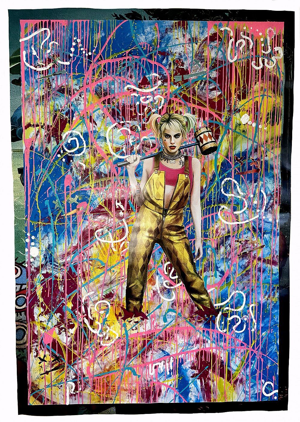 Birds of Prey, 2020Oil paint, acrylic paint, glass on gessoed poster4 x 6