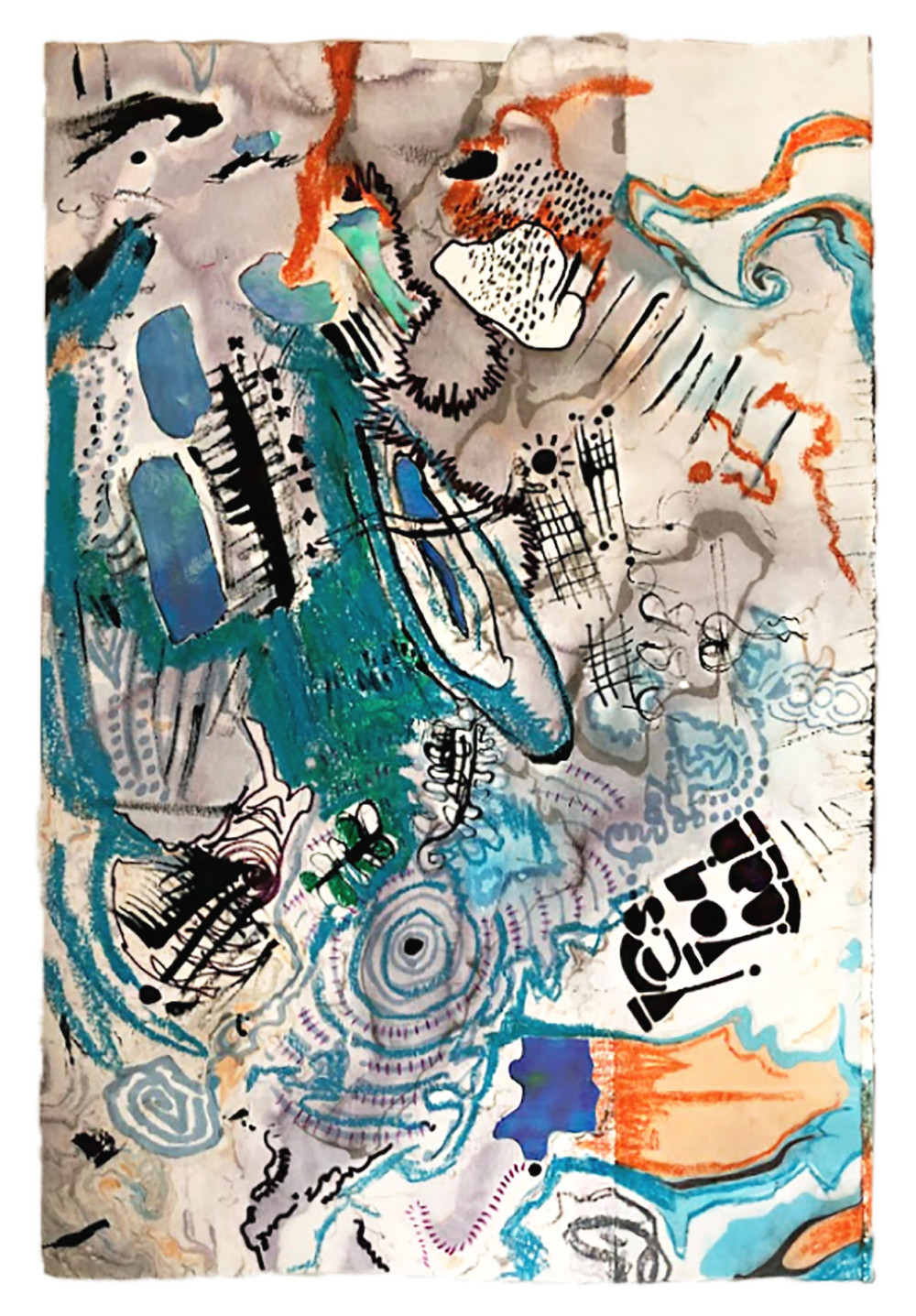 Water Has Memory; Oil Pastel, colored pencil, ink on paper; 12x18 in.; 2020