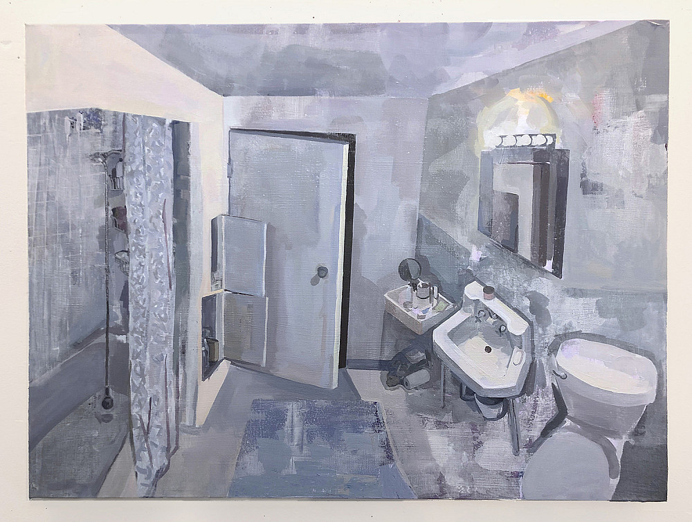 Katelyn Daher, Bathroom, 2020, acrylic on canvas, 30 x 40 ©Katelyn Daher