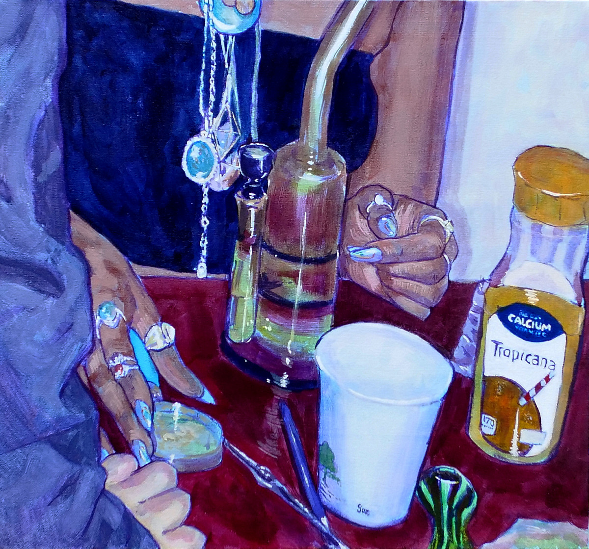 Gracie Van Hoven, Apartment P-5, Fluid acrylics and flasche on canvas, 22 x 24', 2021