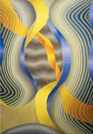 Theresa Daddezio '11, Blue Slip, 2019. Oil on linen, 50 x 35 inches. (Photo courtesy the artist and DC Moore Gallery)