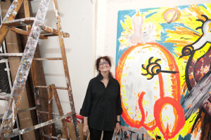 Judith Bernstein in her studio