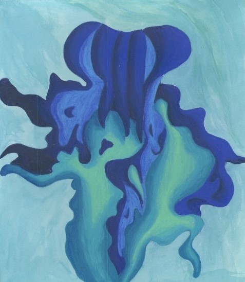 Mariella Reich, The Seaweed Queen, Acrylic and colored pencil on paper, 11 x 9.5, 2021