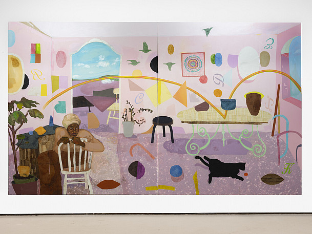    Khalif Tahir Thompson '14, Rainbow Room, 2024, on view at The Armory Show (Photo courtesy of the artist and  Zidoun-Bossuyt Gallery) 