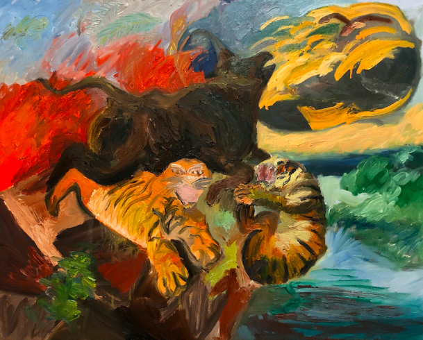 Study After Raden Saleh's Boschbrand, 2020, Oil on canvas, 30 x 24
