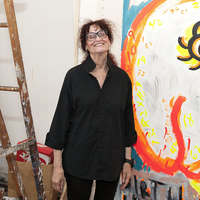 Judith Bernstein in her studio