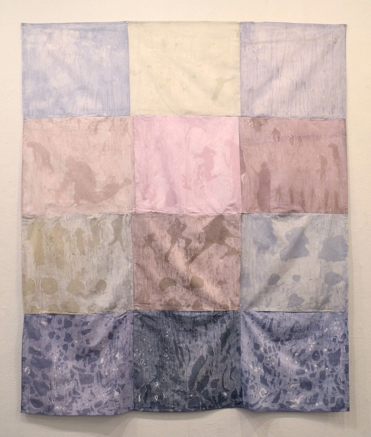 Downpour, 2020Resist-woodblock on dyed cotton, 60x80in