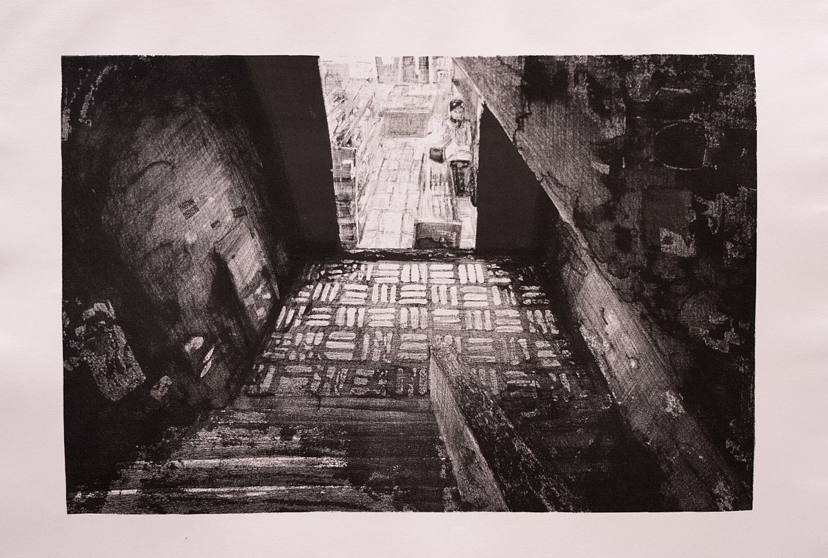 Xu Tan, Stairway, LIthograph, 22 x 30, 2021