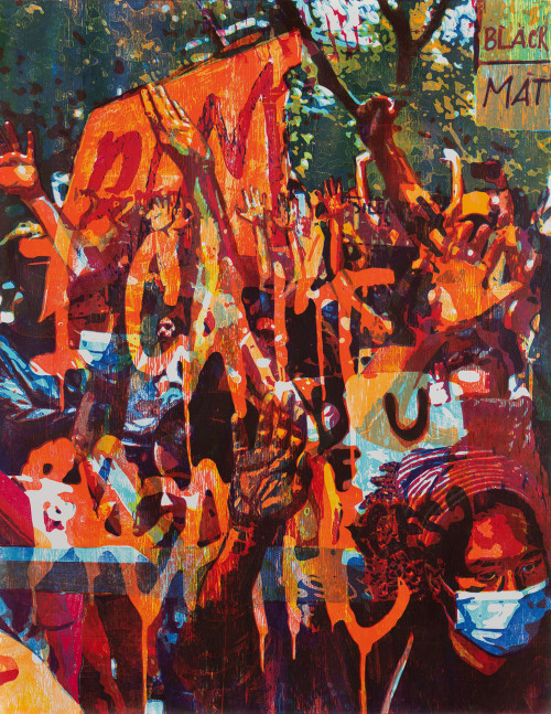    Zorawar Sidhu and Rob Swainston May 27 2020-21, Multi-color woodblock print on paper, 57.5 x 45.25 inches 