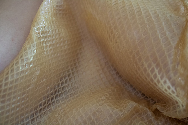 Renovamen, latex, nylon, 17.5in x 8in, 2019