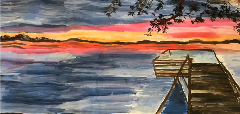 Alexandra Cebollero, Pier at Sunset, 42x120