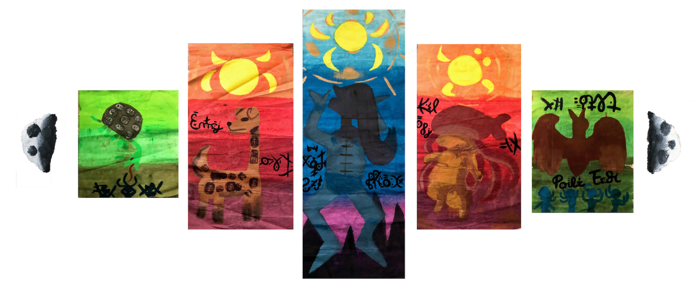 Tapestry2020Acrylic on unstretched canvas and paper pulp132 x 41